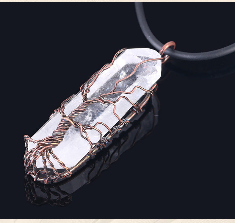 ✦ Moonbranch Amulet – Hand-Wrapped Quartz Necklace