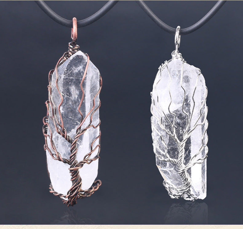 ✦ Moonbranch Amulet – Hand-Wrapped Quartz Necklace