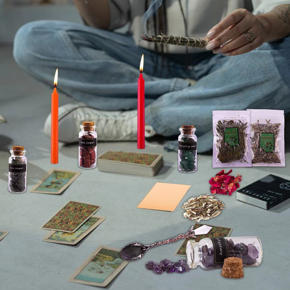 Mythona Ritual Starter Kit – Candles, Crystals, Herbs & Spell Tools